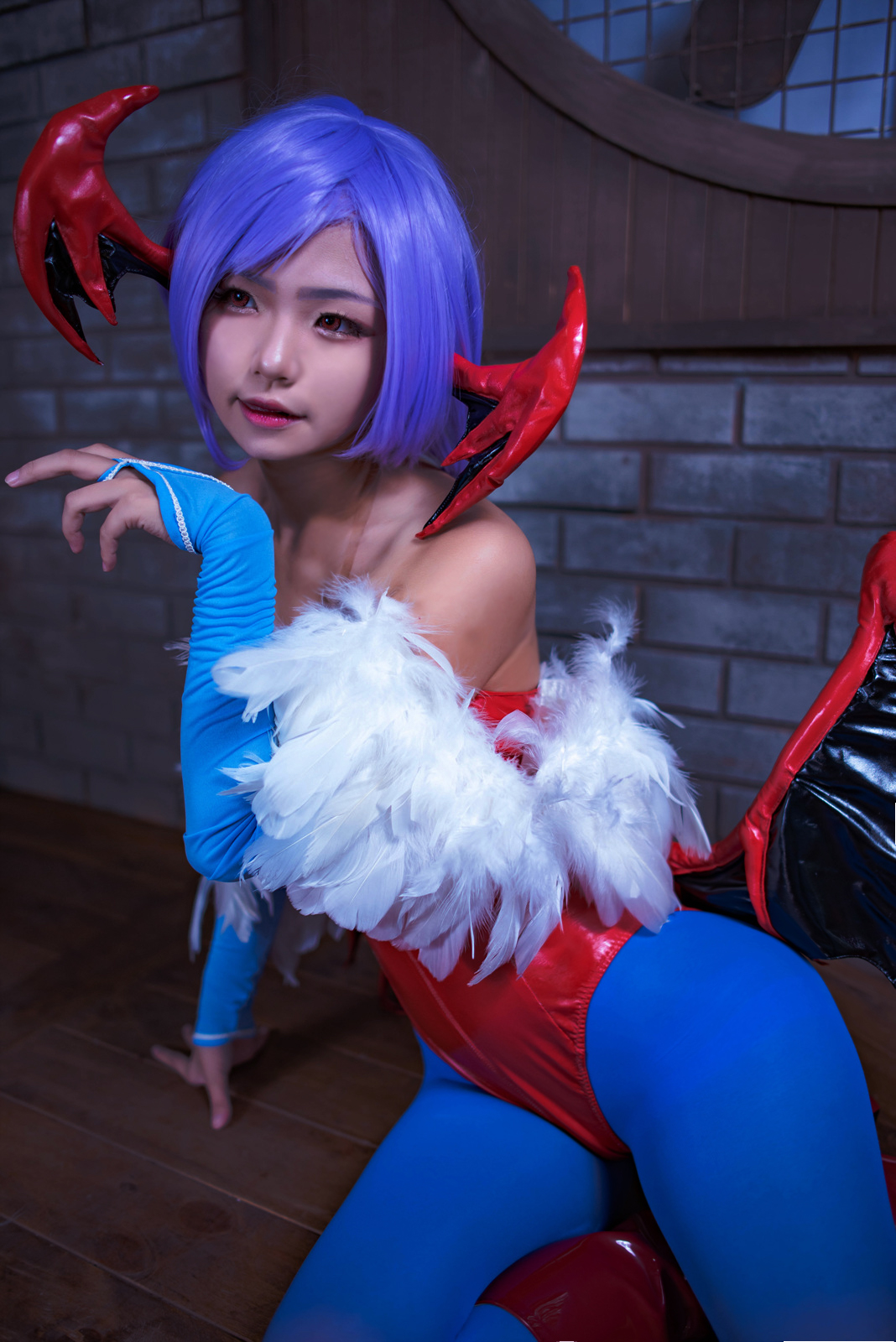 恶魔战士Lilith莉莉丝性感紧身衣泳装丝袜美腿美女Cosplay