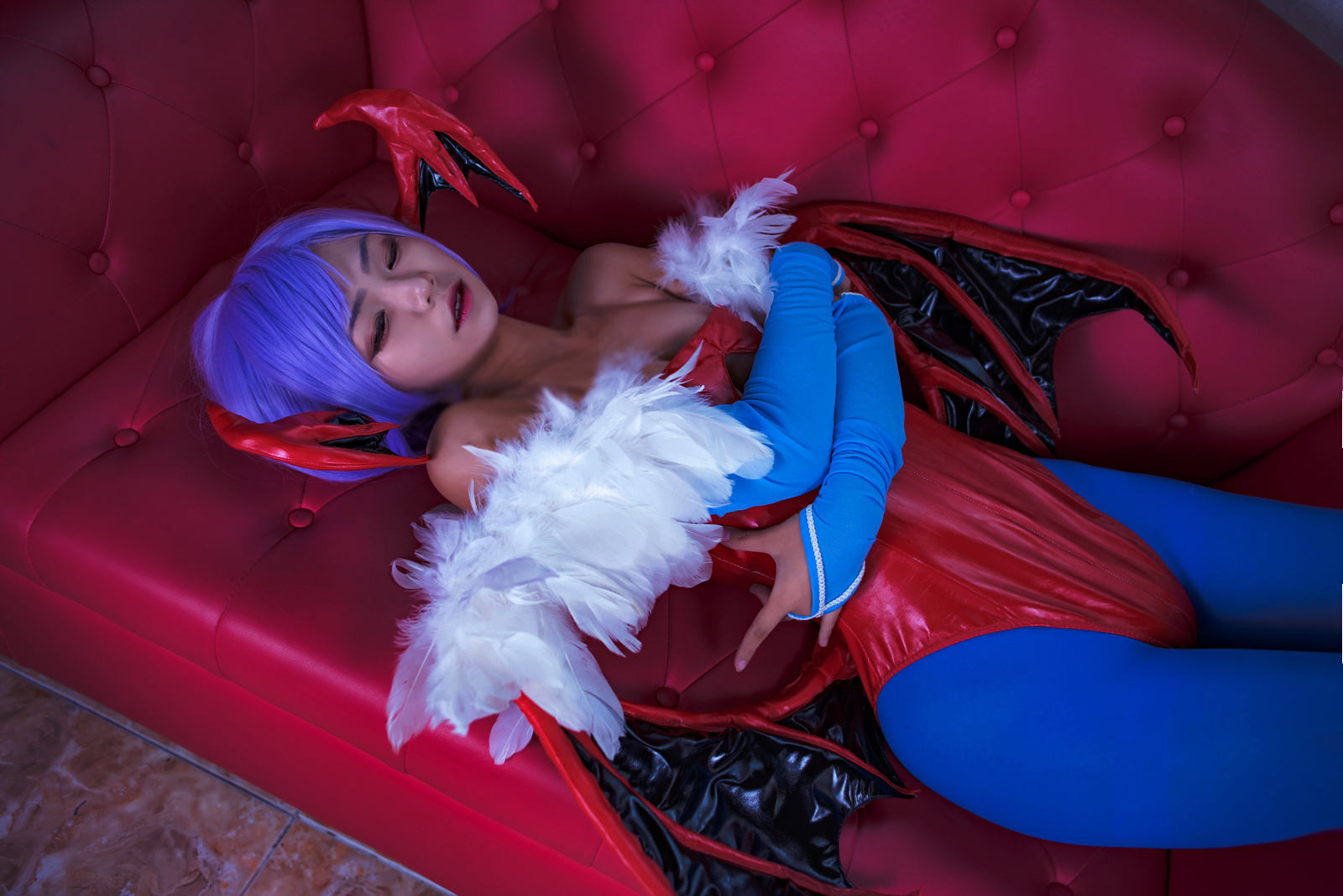 恶魔战士Lilith莉莉丝性感紧身衣泳装丝袜美腿美女Cosplay