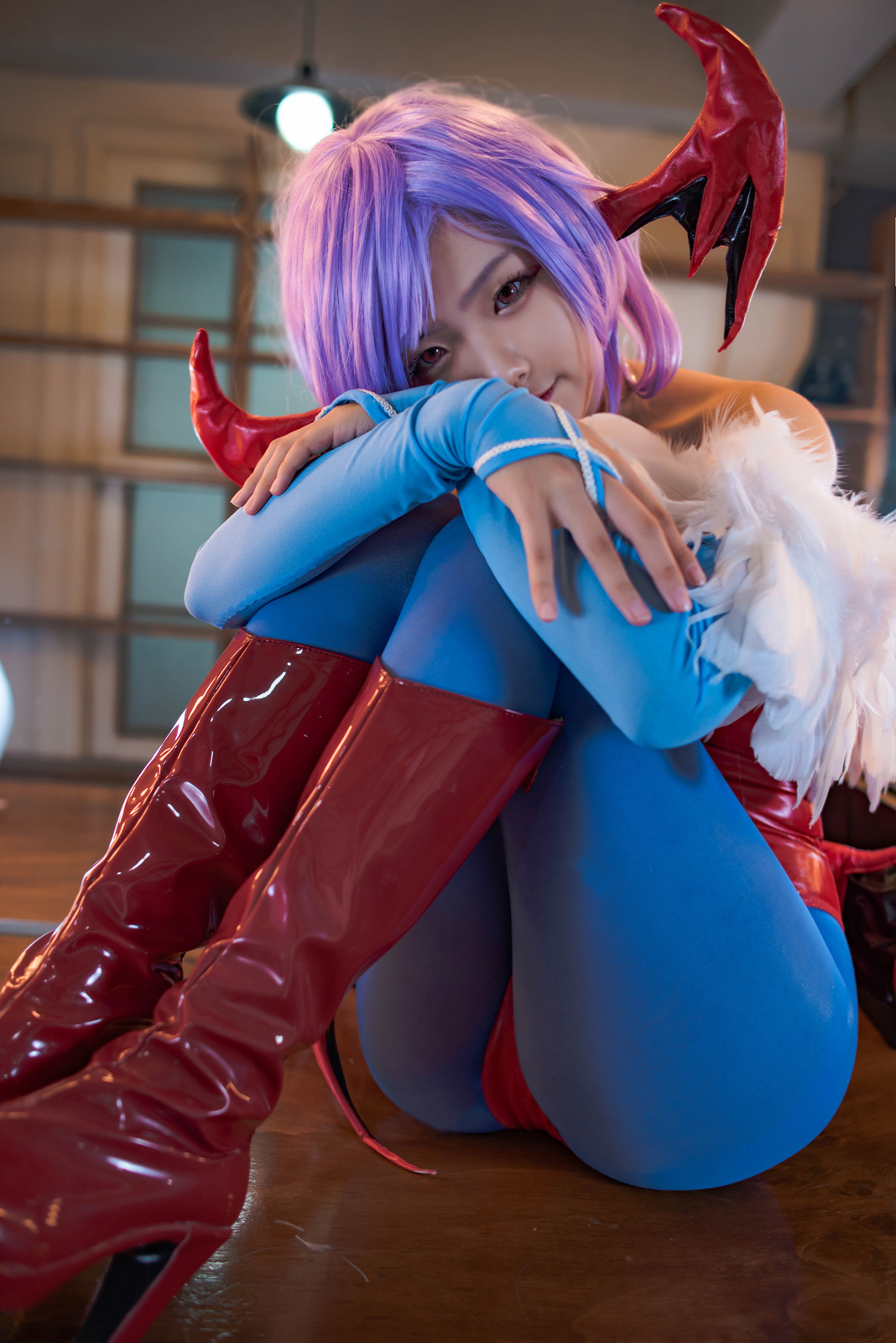 恶魔战士Lilith莉莉丝性感紧身衣泳装丝袜美腿美女Cosplay