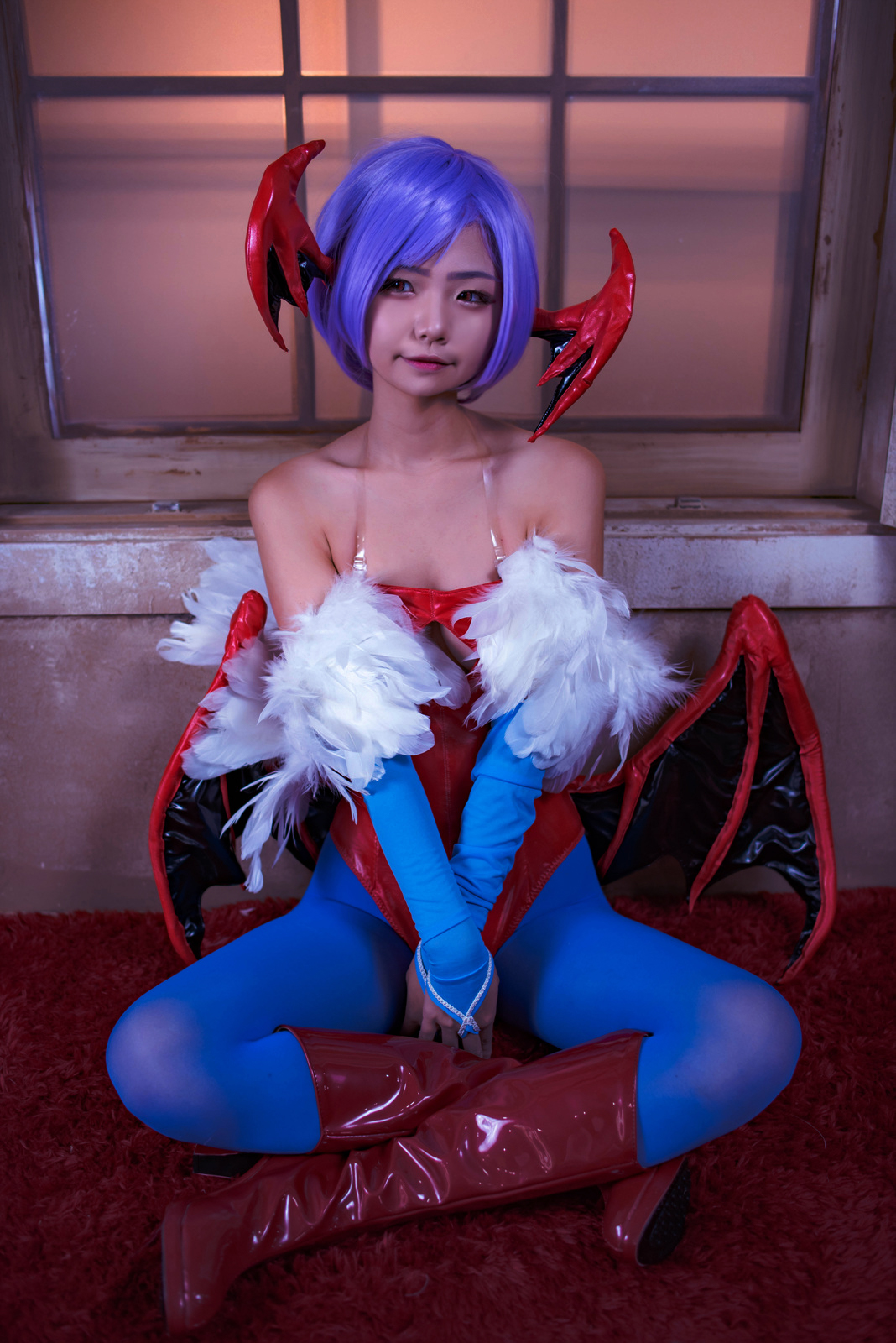 恶魔战士Lilith莉莉丝性感紧身衣泳装丝袜美腿美女Cosplay