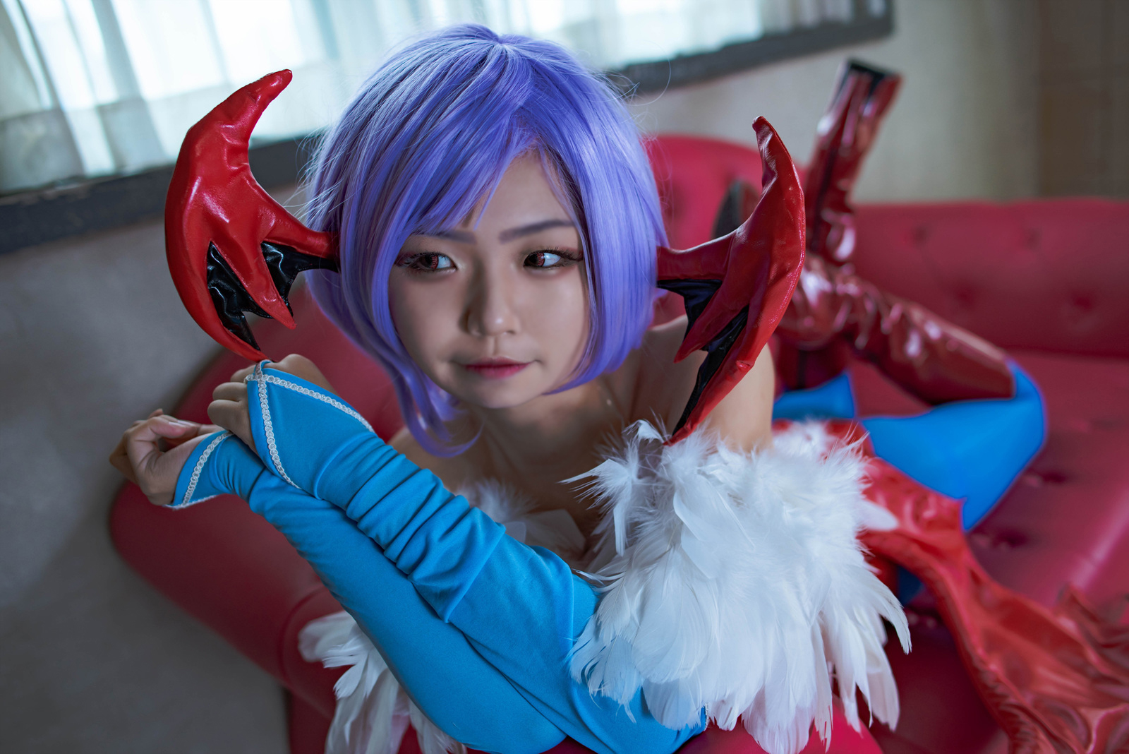 恶魔战士Lilith莉莉丝性感紧身衣泳装丝袜美腿美女Cosplay