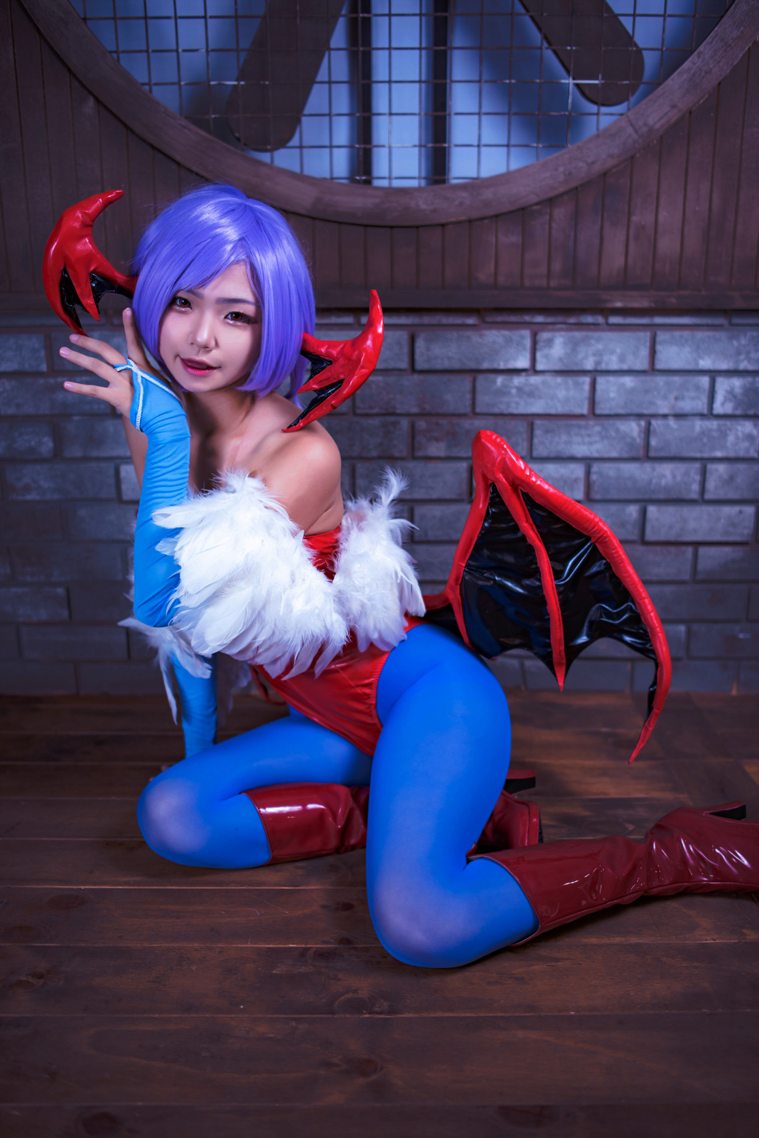 恶魔战士Lilith莉莉丝性感紧身衣泳装丝袜美腿美女Cosplay